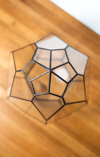 Handmade stained glass container, empty terrarium, modern home decor