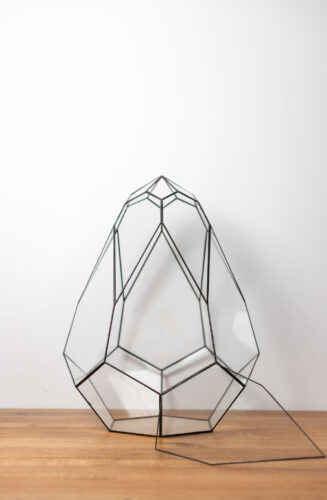 Handmade stained glass container, empty terrarium, modern home decor