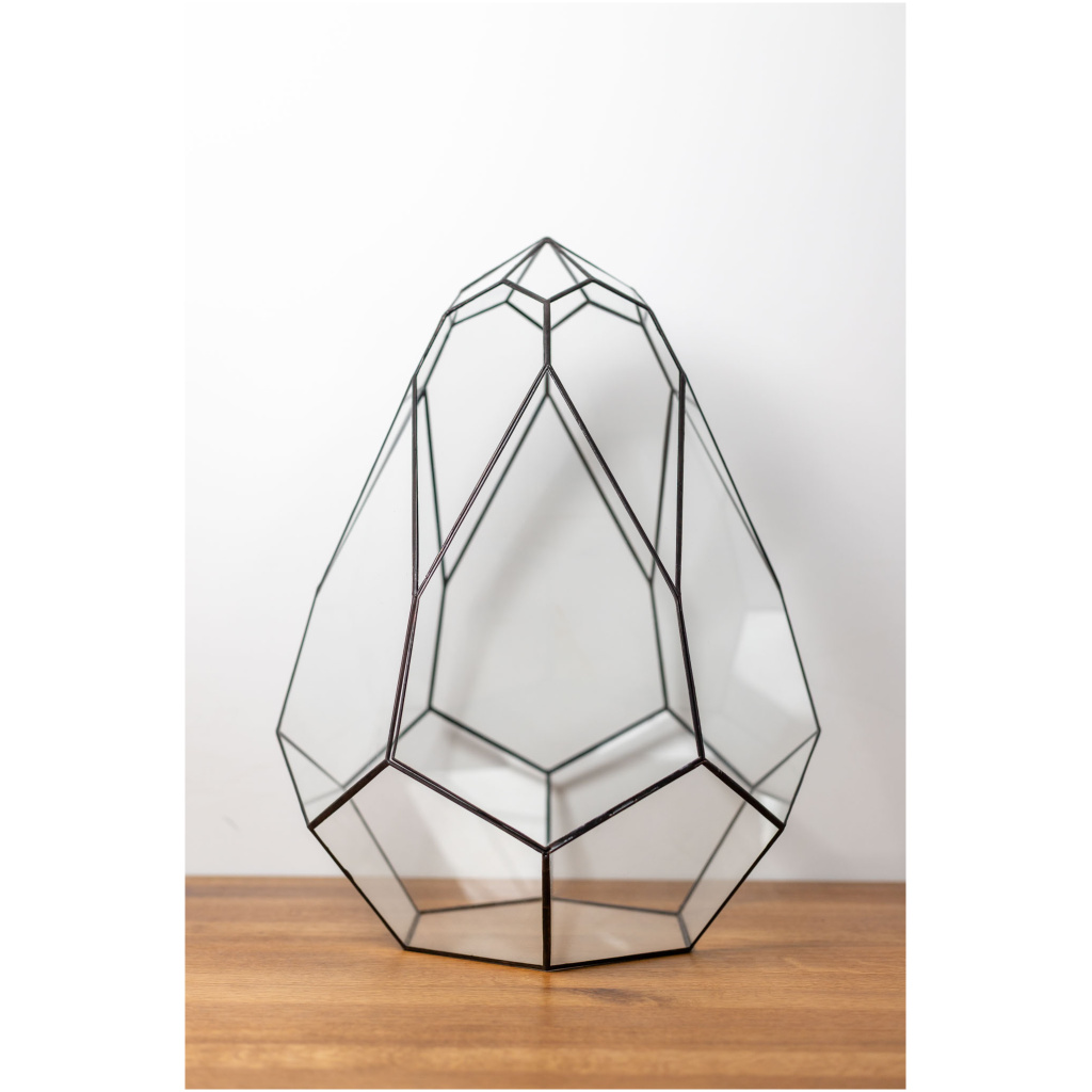 Handmade stained glass container, empty terrarium, modern home decor