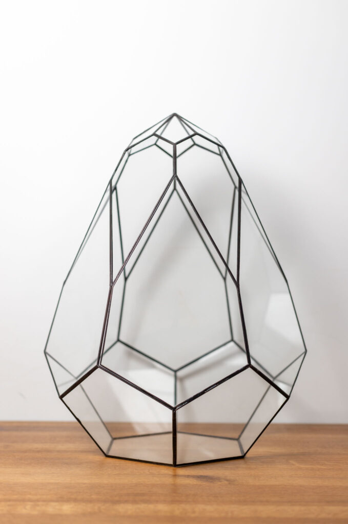 Handmade stained glass container, empty terrarium, modern home decor