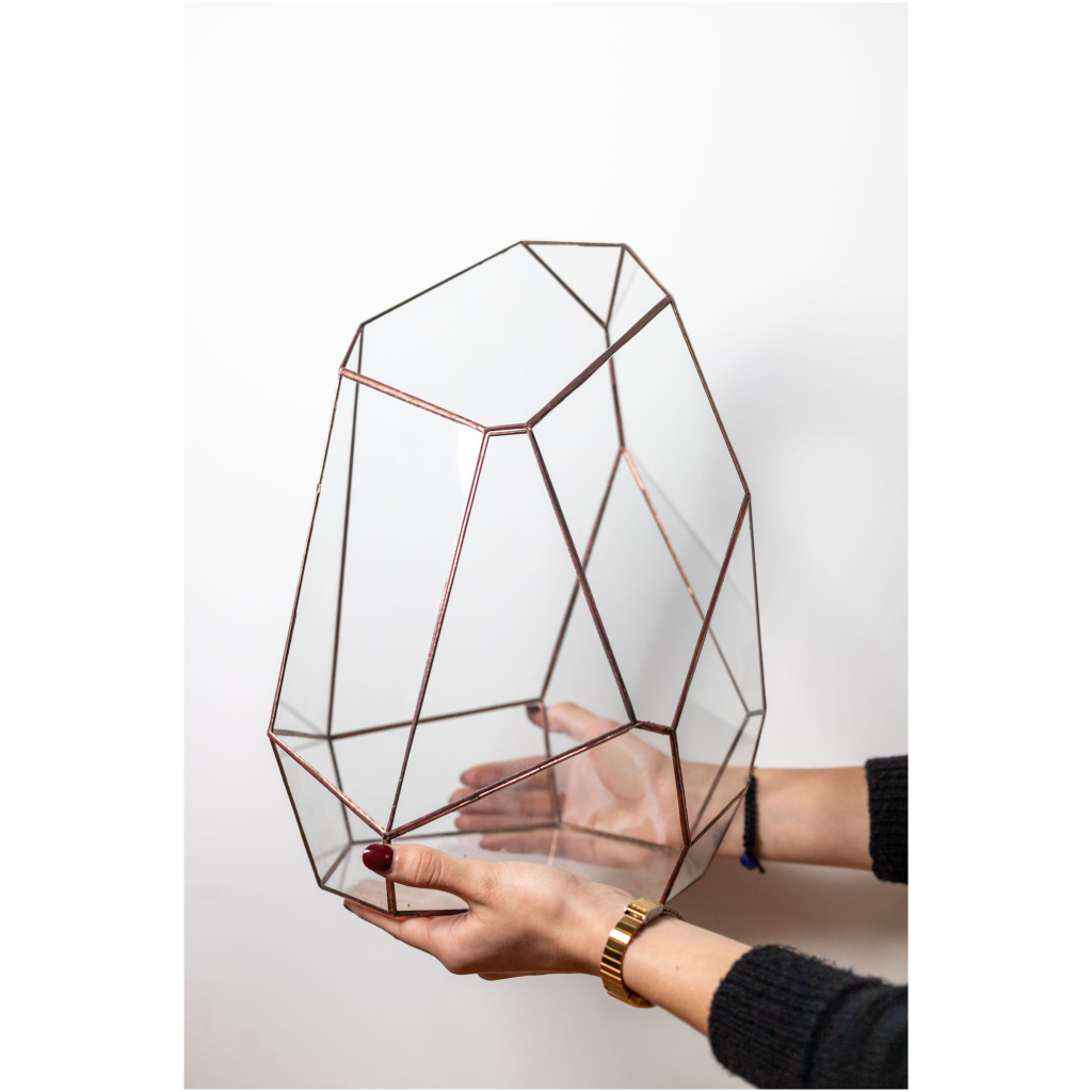 Handmade glass plant container designed for plant arrangements