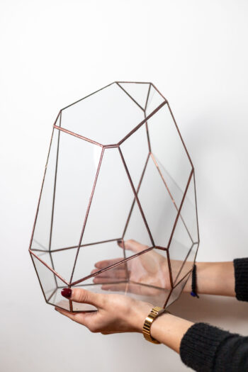 Handmade glass plant container designed for plant arrangements