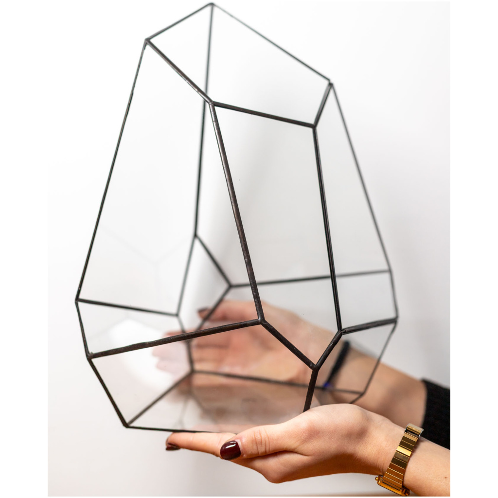 Stained glass handmade glass container for plant terrarium