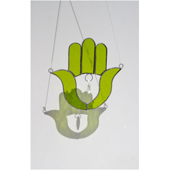 Hanging stained glass Fatima Hand suncatcher for window decor