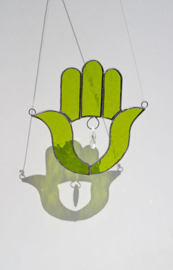 Hanging stained glass Fatima Hand suncatcher for window decor
