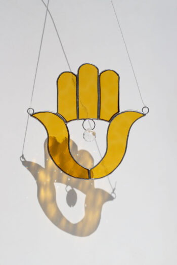 Hanging stained glass Fatima Hand suncatcher for window decor