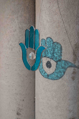 Hanging stained glass Fatima Hand suncatcher for window decor