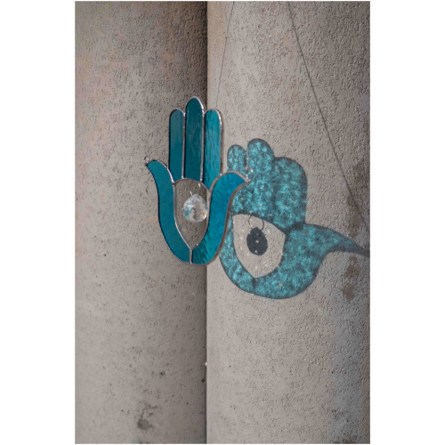 Hanging stained glass Fatima Hand suncatcher for window decor