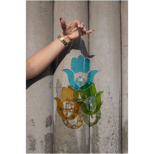 Hanging stained glass Fatima Hand suncatcher for window decor