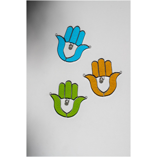 Handmade green Fatima Hand stained glass hanging decor – DuosGlass