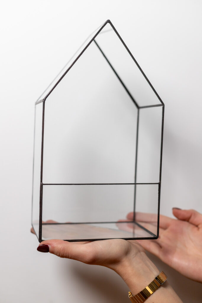 DuosGlass Little House stained glass terrarium detail