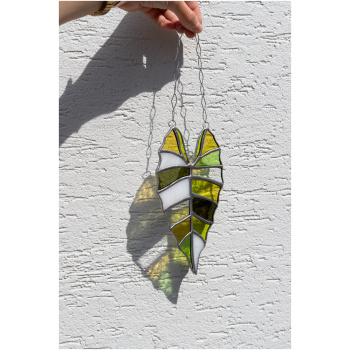 Handmade stained glass plant suncatcher