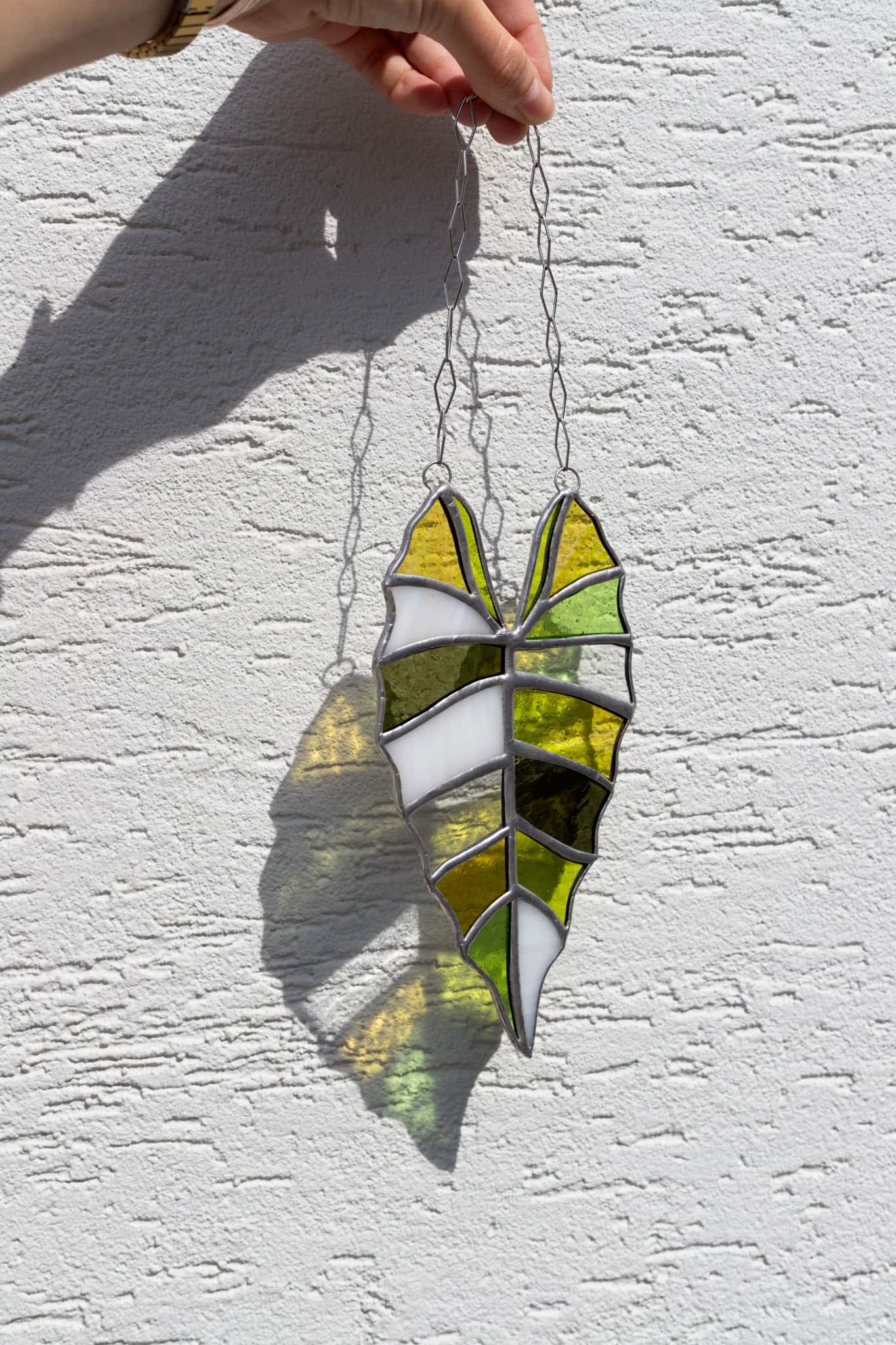 Handmade stained glass plant suncatcher
