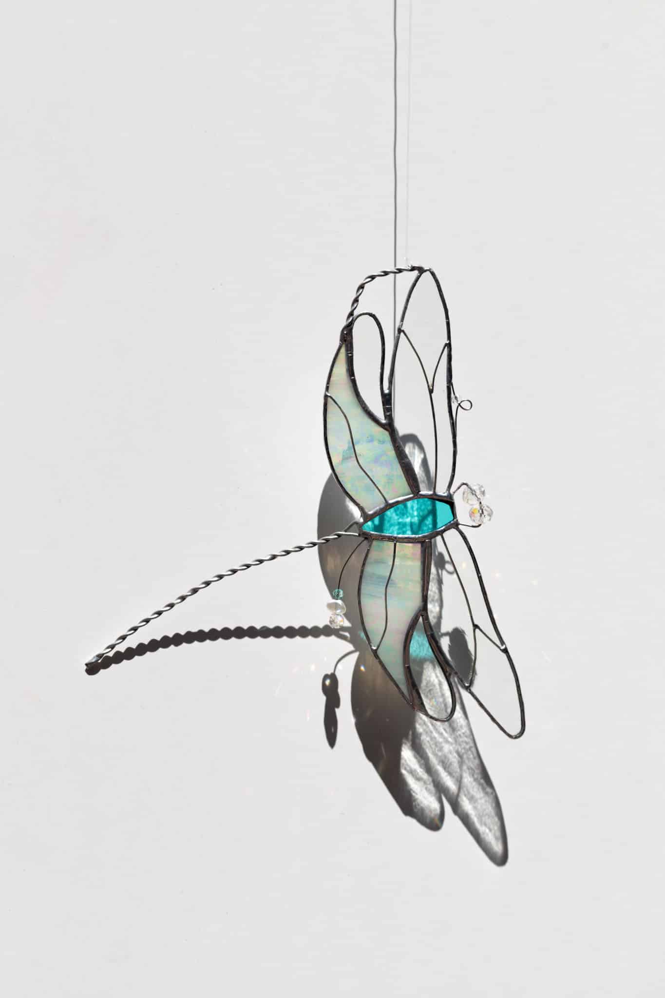 Handmade stained glass dragonfly