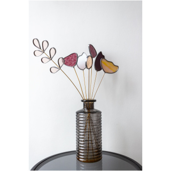 Handmade colorful glass flower bouquet by Duos Glass