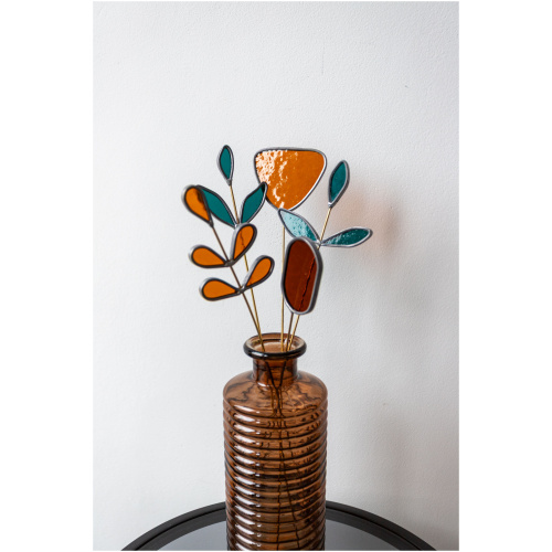 Handmade colorful glass flower bouquet by Duos Glass