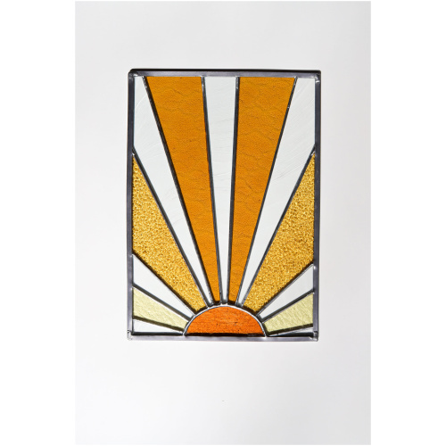 Decorative stained glass panel inspired by the sun, handmade art glass