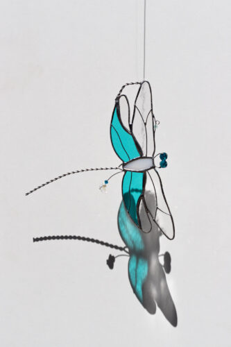 Decorative stained glass hanging ornament, handmade glass art