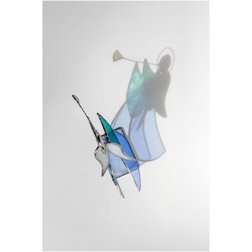 Stained glass angel figurine, freestanding decorative art