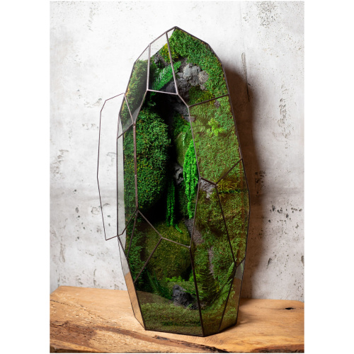 Exclusive stabilized moss glass terrarium, luxury zero maintenance home decor, nature-inspired design