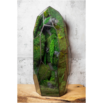 Exclusive stabilized moss glass terrarium, luxury low-maintenance home decor, nature-inspired design