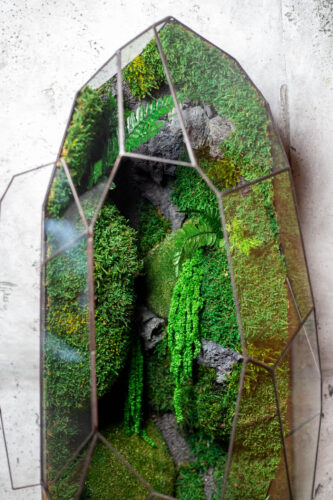 Exclusive stabilized moss glass terrarium, luxury low-maintenance home decor, nature-inspired design