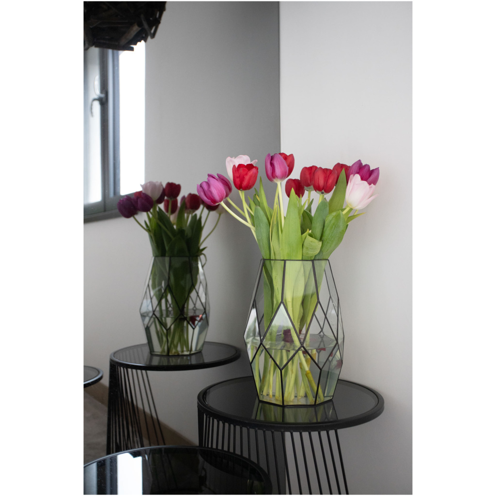 Handmade stained glass vase for flowers or decorative display