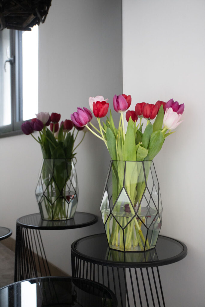 Handmade stained glass vase for flowers or decorative display