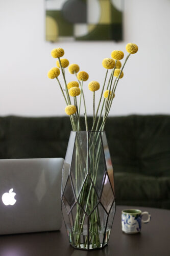 Handmade stained glass vase for flowers or decorative display