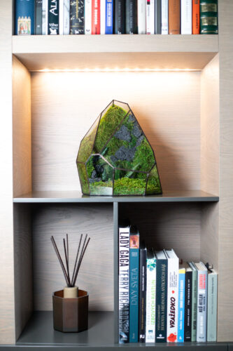 Low-maintenance glass moss terrarium, preserved greenery, handmade home decor