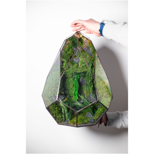 Stabilized handmade moss terrarium, zero maintenance nature-inspired home decor