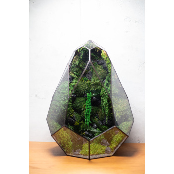 Stabilized handmade moss terrarium, zero maintenance nature-inspired home decor