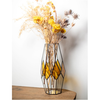 Handmade stained glass vase for flowers or decorative display