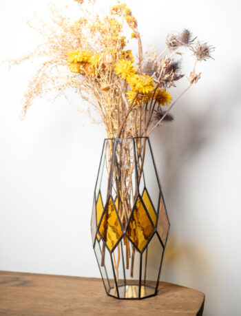 Handmade stained glass vase for flowers or decorative display