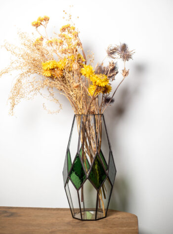 Handmade stained glass vase for flowers or decorative display