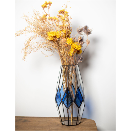 Handmade stained glass vase for flowers or decorative display