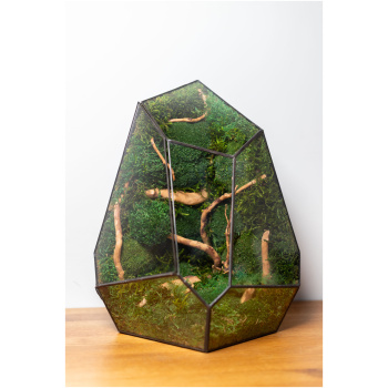 Stabilized moss glass terrarium, handmade low-maintenance home decor, nature-inspired gift