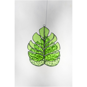 Stained glass Monstera Deliciosa leaf suncatcher