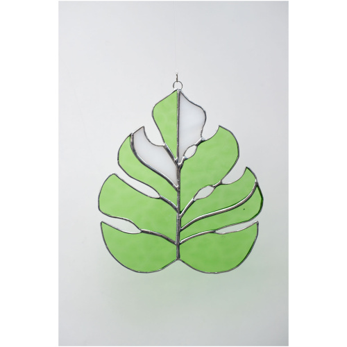 Stained glass Monstera Deliciosa leaf suncatcher