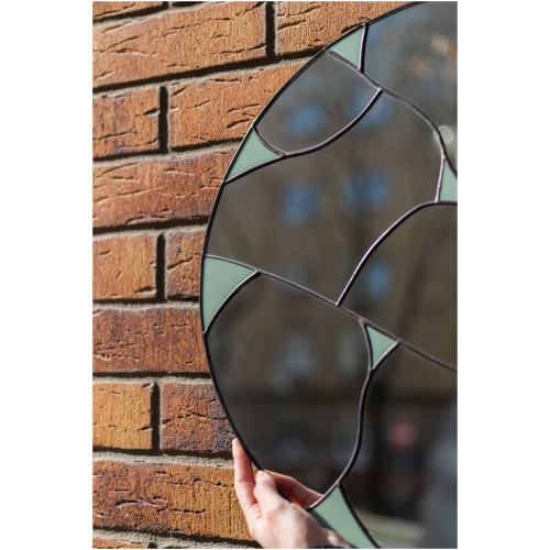 Bespoke stained glass wall mirror with organic handcrafted lines