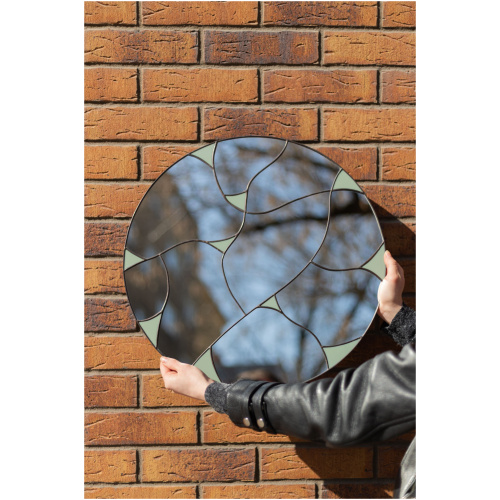 Bespoke stained glass wall mirror with organic handcrafted lines