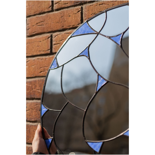 Bespoke stained glass wall mirror with organic handcrafted lines