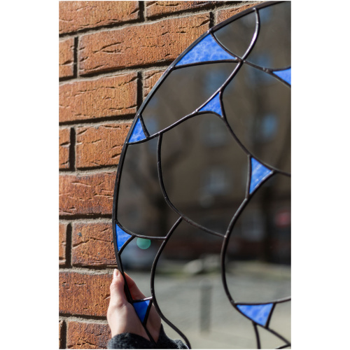 Bespoke stained glass wall mirror with organic handcrafted lines