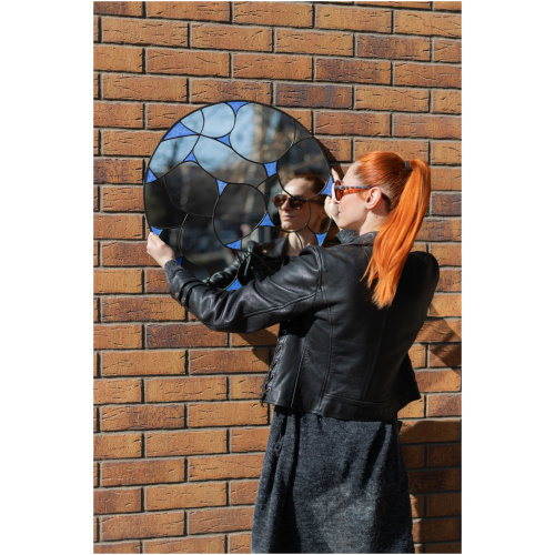 Bespoke stained glass wall mirror with organic handcrafted lines