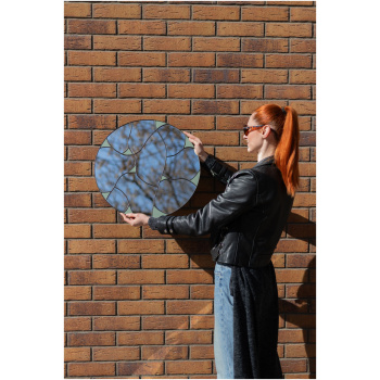 Bespoke stained glass wall mirror with organic handcrafted lines