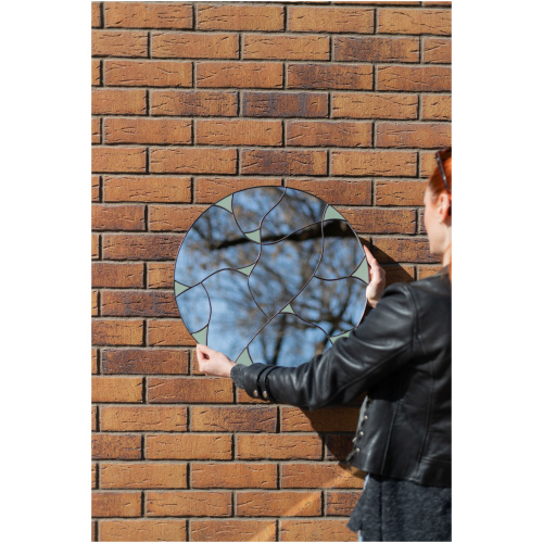 Bespoke stained glass wall mirror with organic handcrafted lines